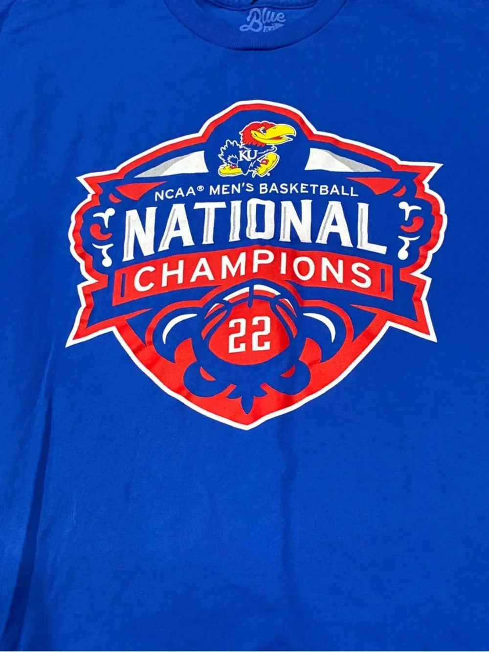 Kansas Jayhawks Shirt Mens XL Blue NCAA Basketball 2022 National Champions X2 - Picture 4 of 7